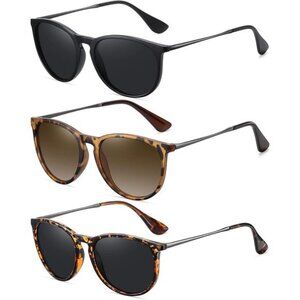 Retro Round Sunglasses Womens Polarized UV Protection Vintage Trendy Glasses